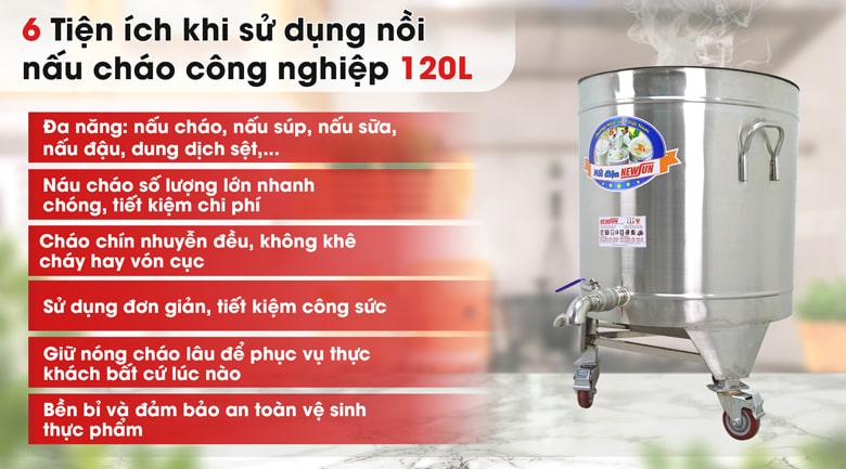 Lợi ích khi sử dụng nồi nấu cháo công nghiệp 120 lít Lợi ích khi sử dụng nồi nấu cháo công nghiệp 120 lít