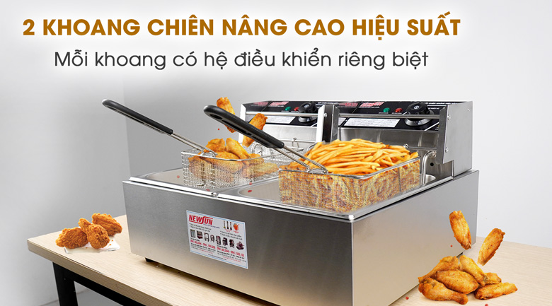 Hai khoang chiên giúp gấp đôi năng suất