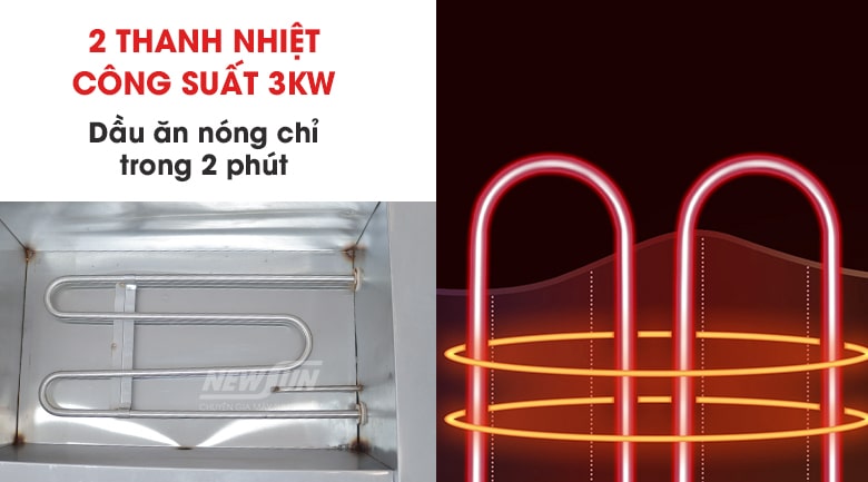 Trang bị thanh nhiệt công suất cao, gia nhiệt nhanh và đều