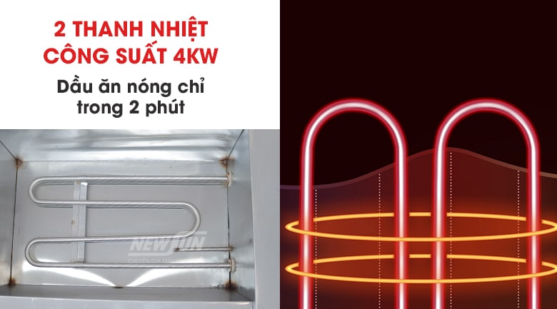 Trang bị thanh nhiệt công suất cao, gia nhiệt nhanh và đều