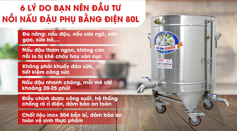 Lợi ích nhận được từ nồi nấu đậu bằng điện 80L Lợi ích nhận được từ nồi nấu đậu bằng điện 80L