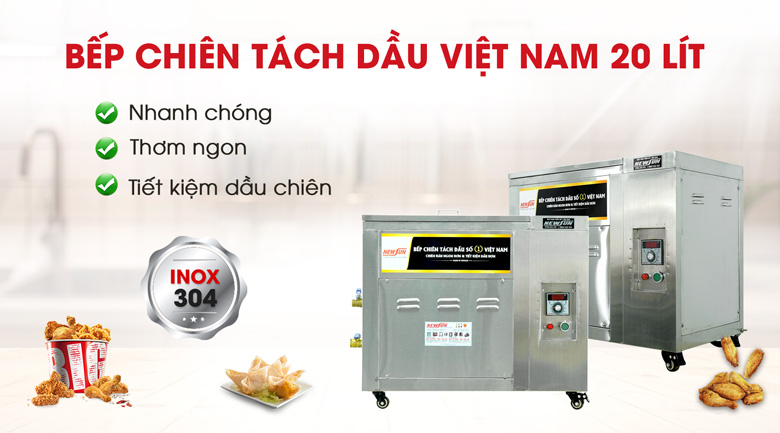 Bếp chiên tách dầu Việt Nam 20 lít (Inox 304) Bếp chiên tách dầu Việt Nam 20 lít (Inox 304)