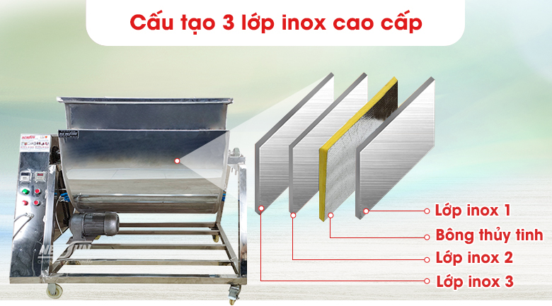 Lông rang cấu tạo gồm 3 lớp inox cao cấp, dày dặn