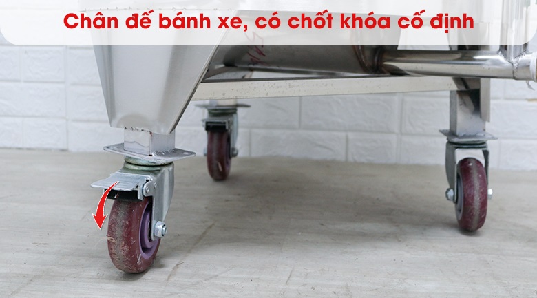 Chân đế bánh xe, có chốt khóa cố định Chân đế bánh xe, có chốt khóa cố định