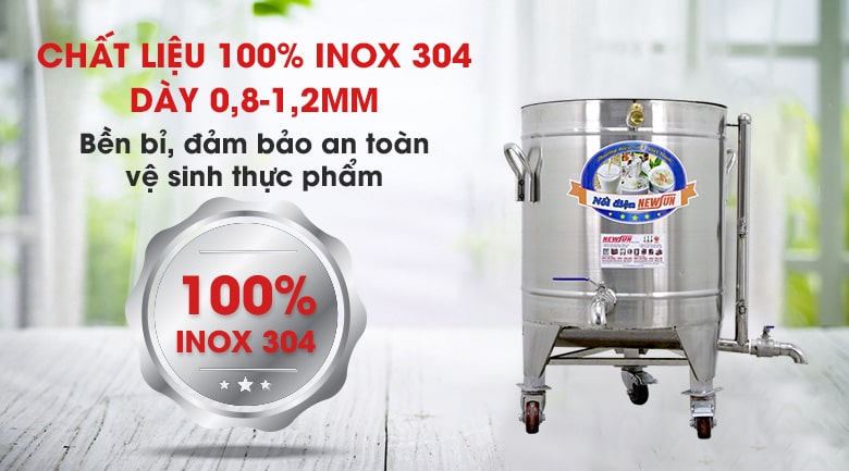 Bền bỉ và an toàn vệ sinh với inox 304 cao cấp Bền bỉ và an toàn vệ sinh với inox 304 cao cấp