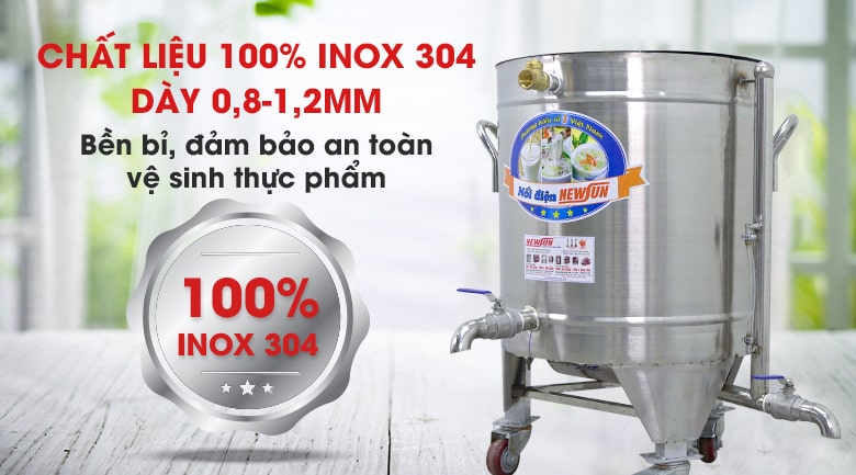 Bền bỉ và an toàn vệ sinh với inox 304 cao cấp Bền bỉ và an toàn vệ sinh với inox 304 cao cấp
