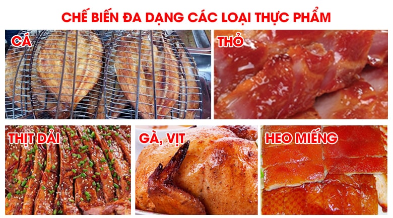 Quay nướng đa dạng thực phẩm