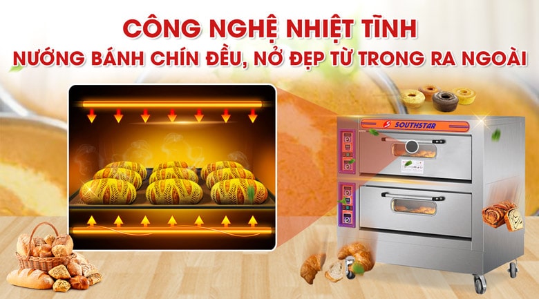 Công nghệ nhiệt tĩnh giúp bánh chín đều, không bị xẹp