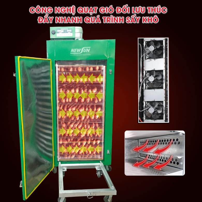 Nguyên lý hoạt động của tủ sấy lạp xưởng 16 khay dùng điện