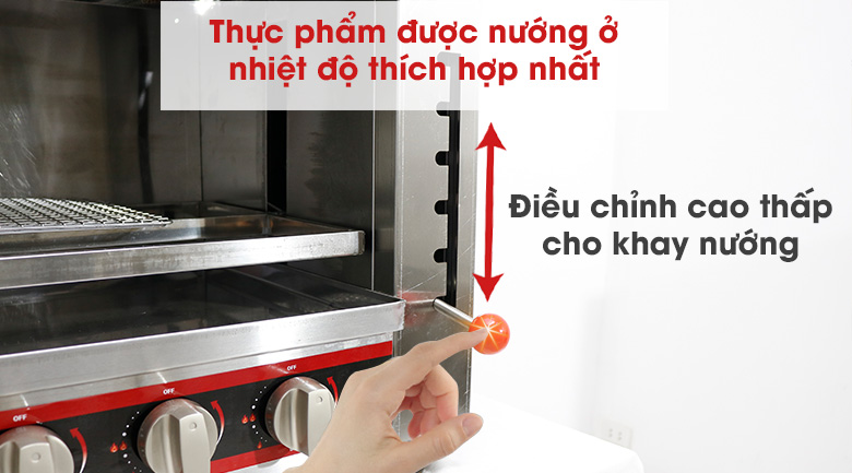 Điều chỉnh nhiệt dễ dàng hơn với cần nâng/hạ vỉ nướng Điều chỉnh nhiệt dễ dàng hơn với cần nâng/hạ vỉ nướng