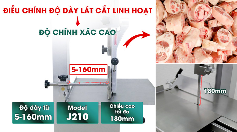 Điều chỉnh độ dày lát cắt linh hoạt từ 5-160mm