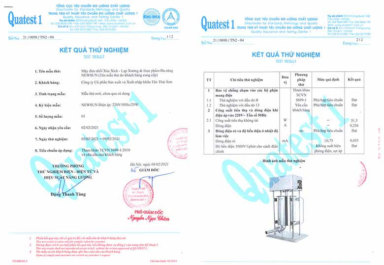 Sản phẩm được chứng nhận đạt chuẩn chất lượng