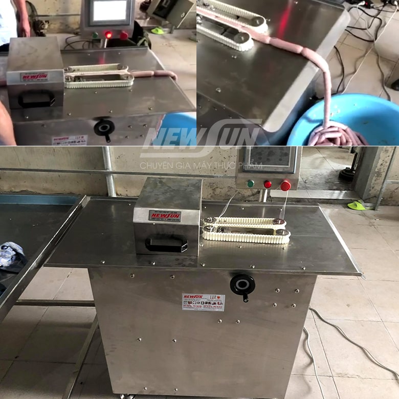 Khách hàng sử dụng máy buộc chỉ xúc xích công nghiệp tự động NEWSUN Khách hàng sử dụng máy buộc chỉ xúc xích công nghiệp tự động NEWSUN