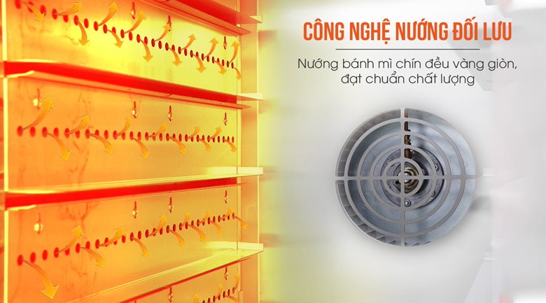 Nướng bánh mì vàng giòn, chín đều với công nghệ nướng đối lưu
