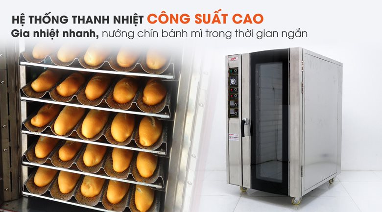Hệ thống thanh nhiệt công suất cao, nướng bánh chín nhanh chóng