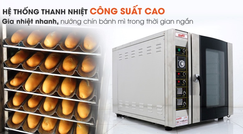 Hệ thống thanh nhiệt công suất cao, nướng bánh chín nhanh chóng