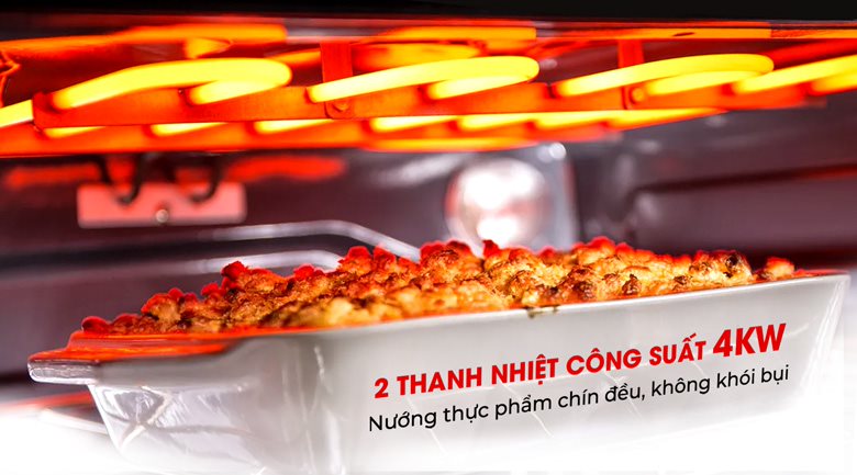 Nướng thực phẩm chín đều nhanh chóng với hệ thống thanh nhiệt công suất cao Nướng thực phẩm chín đều nhanh chóng với hệ thống thanh nhiệt công suất cao