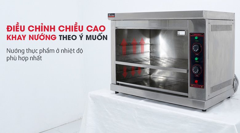 Điều chỉnh nhiệt độ dễ dàng với khả năng thay đổi chiều cao khay nướng Điều chỉnh nhiệt độ dễ dàng với khả năng thay đổi chiều cao khay nướng