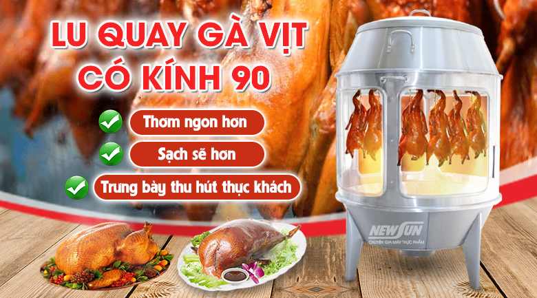Lu quay gà vịt có kính 90 Lu quay gà vịt có kính 90