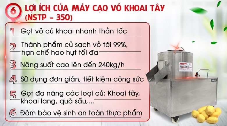 Máy cạo vỏ khoai NSTP-350 - Giải pháp gọt khoai tây hiệu quả nhất Máy cạo vỏ khoai NSTP-350 - Giải pháp gọt khoai tây hiệu quả nhất