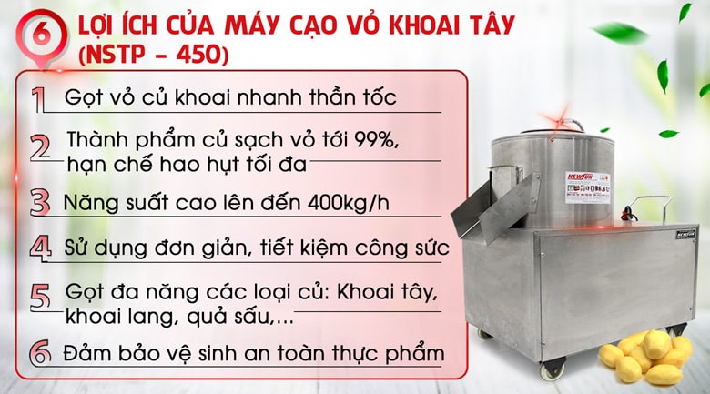 Lợi ích của máy gọt khoai tây 450 Lợi ích của máy gọt khoai tây 450