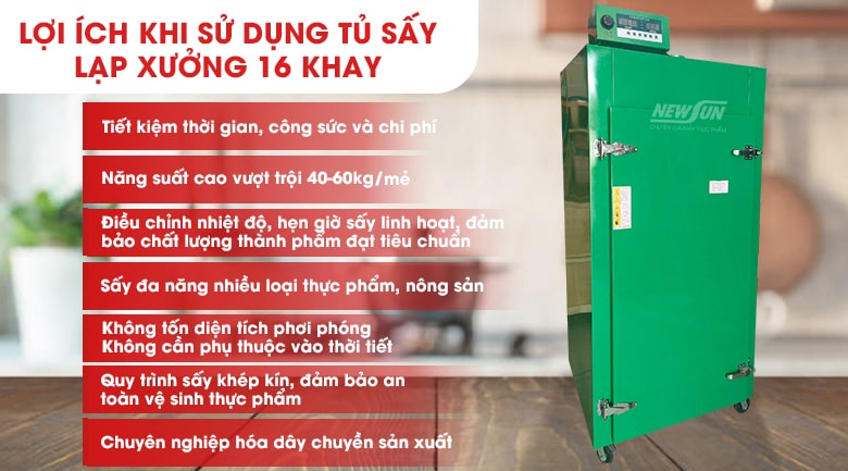 Lợi ích khi sử dụng tủ sấy lạp xưởng 16 khay