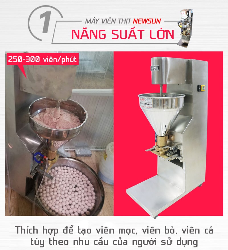Máy viên thịt sở hữu động cơ công suất lớn, cho năng suất cao vượt trội