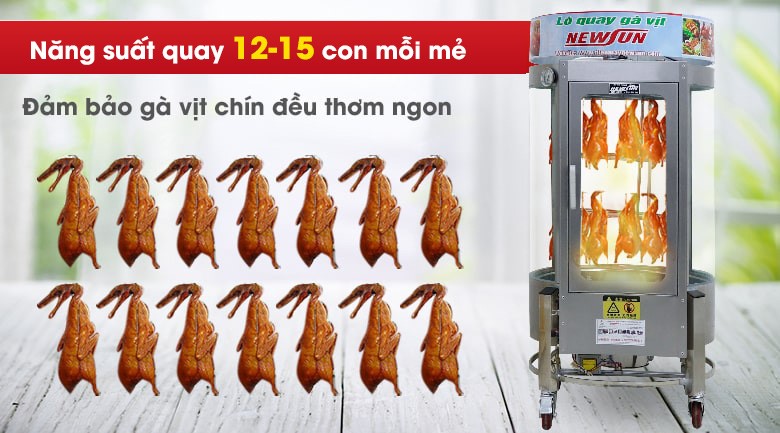 Năng suất lò quay gà vịt 680 than gas xoay Năng suất lò quay gà vịt 680 than gas xoay