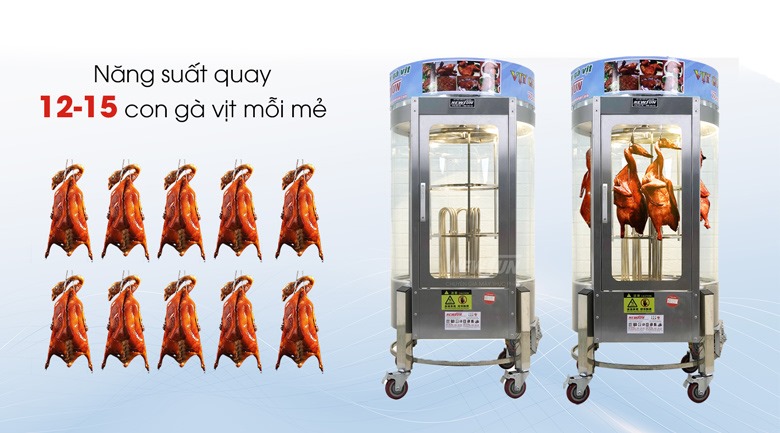 Quay nướng cùng lúc số lượng lớn gà vịt
