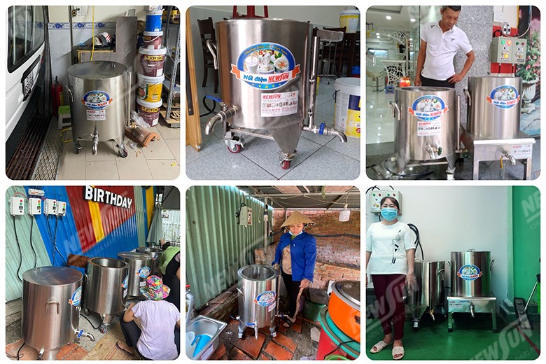 Khách hàng sử dụng nồi nấu đậu phụ bằng điện