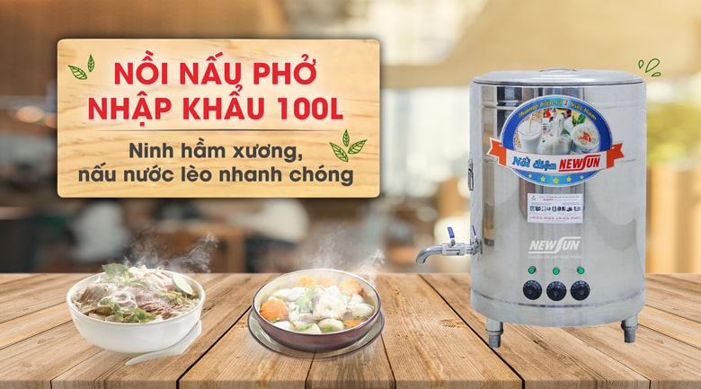 nồi nấu phở điện nhập khẩu 100l lít