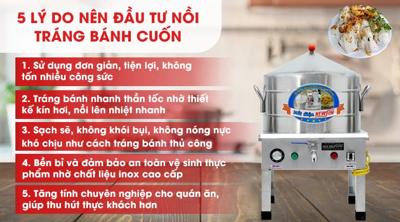 Vì sao nên sử dụng nồi tráng bánh cuốn điện 50cm?