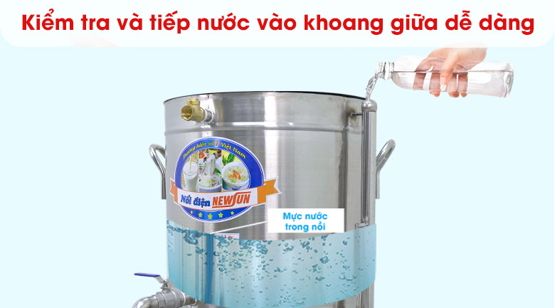 Dễ dàng kiểm tra mực nước và tiếp nước vào khoang giữa Dễ dàng kiểm tra mực nước và tiếp nước vào khoang giữa
