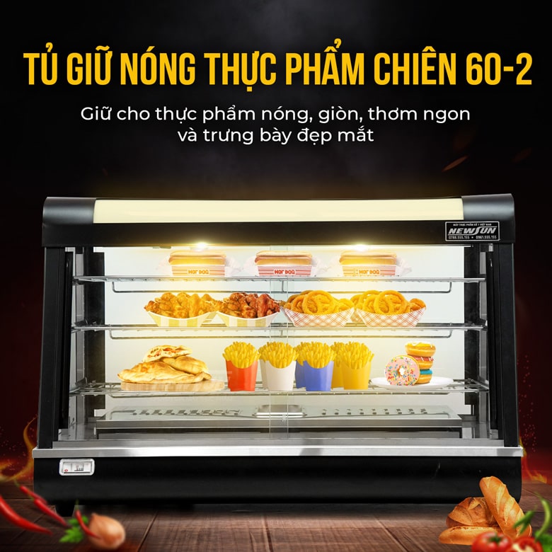 Tủ giữ nóng thức ăn kính phẳng NS 60-2