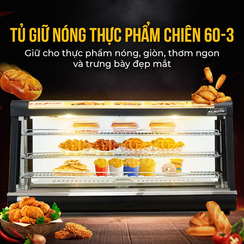 Tủ giữ nóng thức ăn kính phẳng NS 60-3 Tủ giữ nóng thức ăn kính phẳng NS 60-3