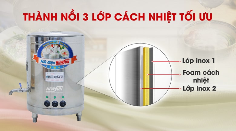 thành nồi 3 lớp cách nhiệt tối ưu
