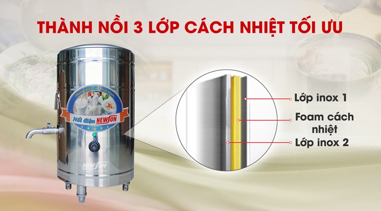 thành nồi 3 lớp cách nhiệt tối ưu