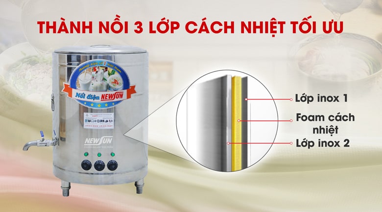 thành nồi 3 lớp cách nhiệt