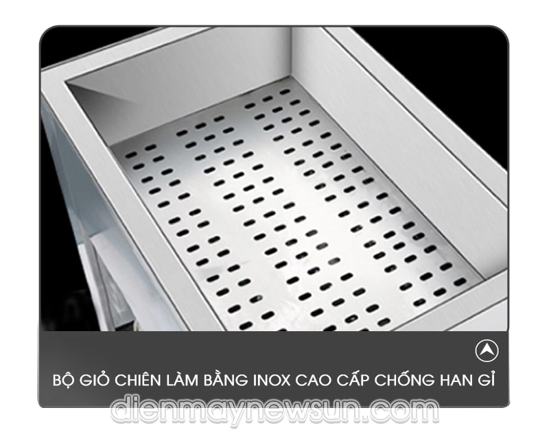 Giỏ chiên và giá đựng đồ ăn được làm từ inox cao cấp Giỏ chiên và giá đựng đồ ăn được làm từ inox cao cấp