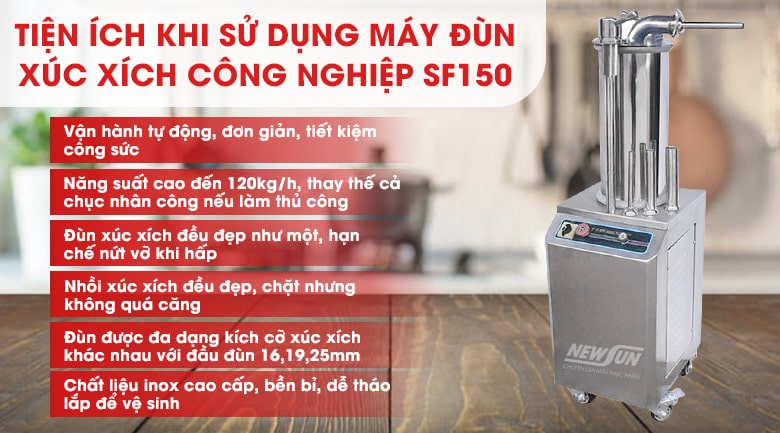 Tiện ích khi sử dụng máy làm xúc xích công nghiệp SF 150 Tiện ích khi sử dụng máy làm xúc xích công nghiệp SF 150