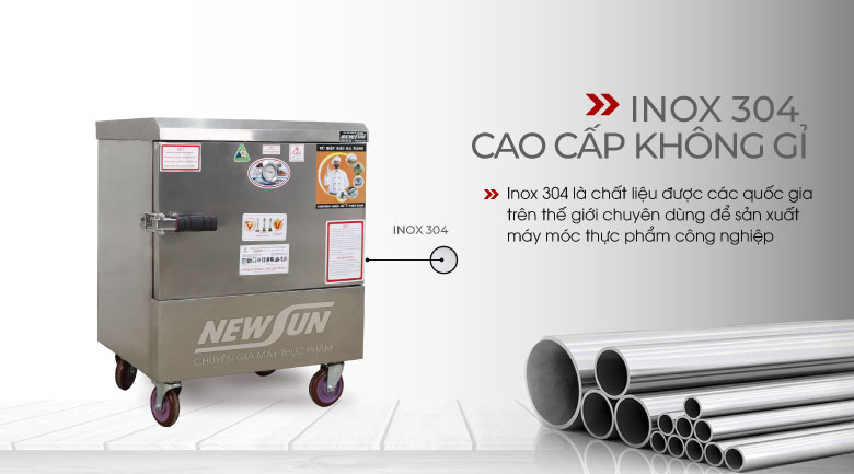 Sử dụng chất liệu inox 304, không gỉ sét Sử dụng chất liệu inox 304, không gỉ sét