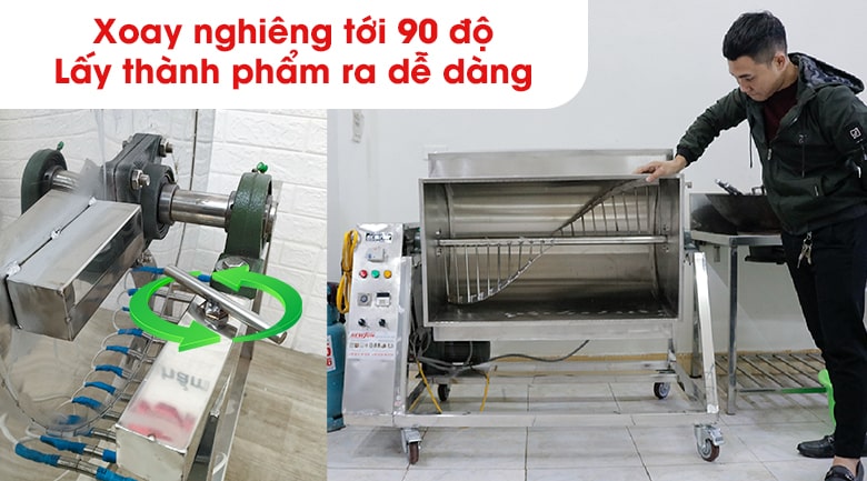 Lồng rang xoay nghiêng tới 90 độ