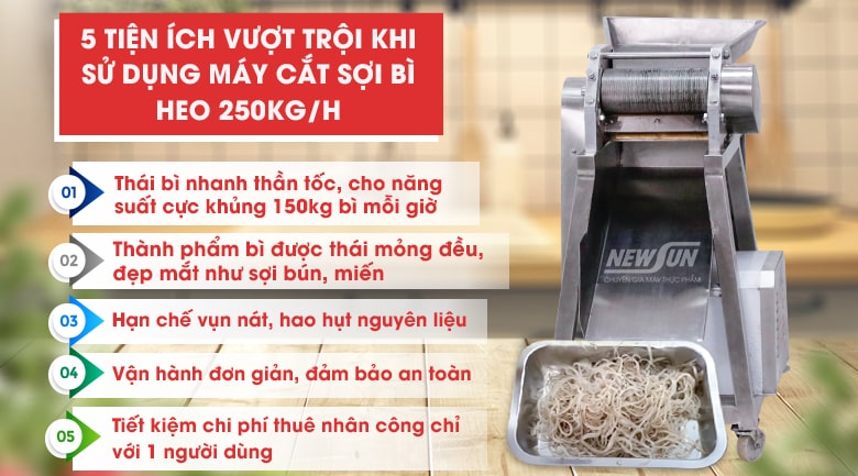 Tiện ích khi sử dụng máy thái sợi bì heo 250kg/h