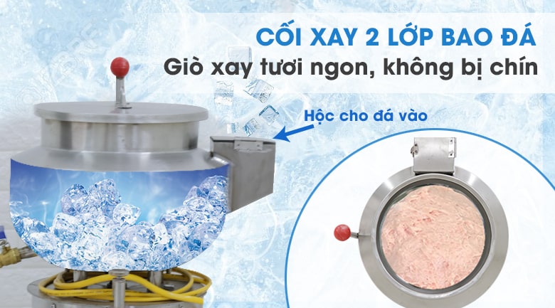 Cối xay dạng vòm, thiết kế 2 lớp bao đá lạnh giúp chà bông dai ngon Cối xay dạng vòm, thiết kế 2 lớp bao đá lạnh giúp chà bông dai ngon