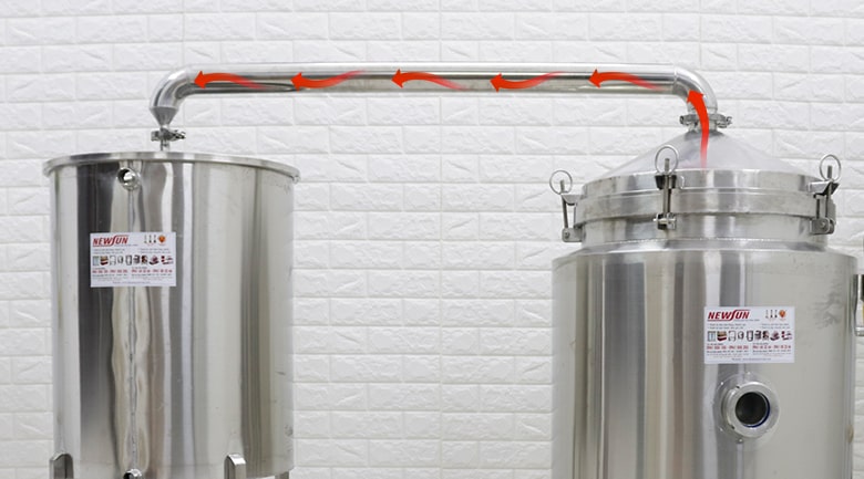 Đường ống dẫn hơi từ nồi chưng cất sang bồn làm mát Đường ống dẫn hơi từ nồi chưng cất sang bồn làm mát