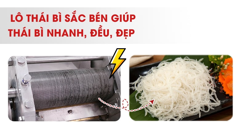 Bộ lô cắt bằng thép sắc bén, giúp thái bì ngọt và nhanh