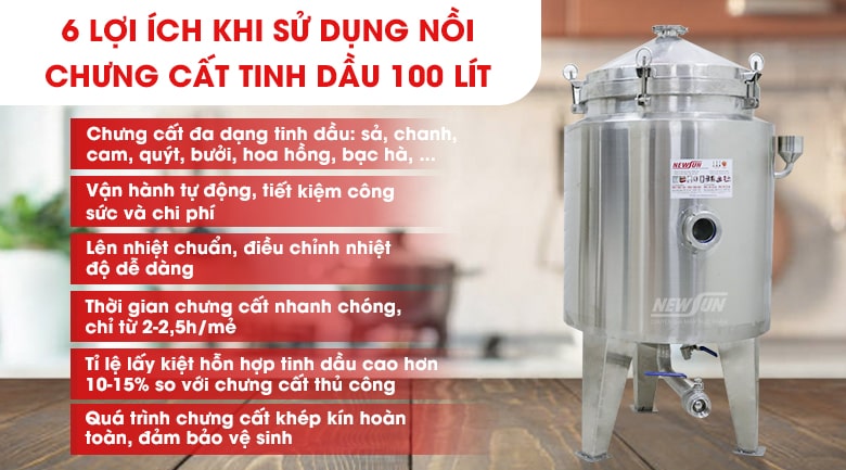 Lợi ích khi sử dụng nồi chưng cất tinh dầu 100 lít Lợi ích khi sử dụng nồi chưng cất tinh dầu 100 lít