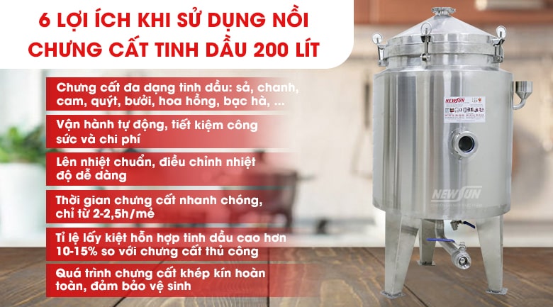 Lợi ích khi sử dụng nồi chưng cất tinh dầu 200 lít Lợi ích khi sử dụng nồi chưng cất tinh dầu 200 lít