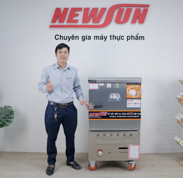 Hình ảnh thực tế tủ nấu cơm 6 khay dùng gas inox 201