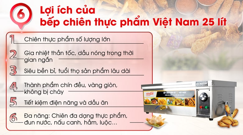 Lợi ích của bếp chiên công nghiệp Việt Nam 25 lít
